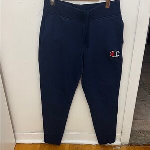 Champion Men's Dark Blue Joggers with Logo
